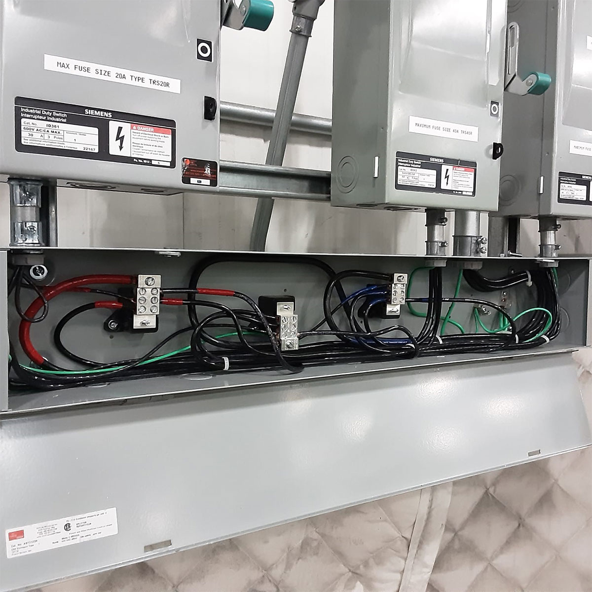 Electric panels installed in industrial setting