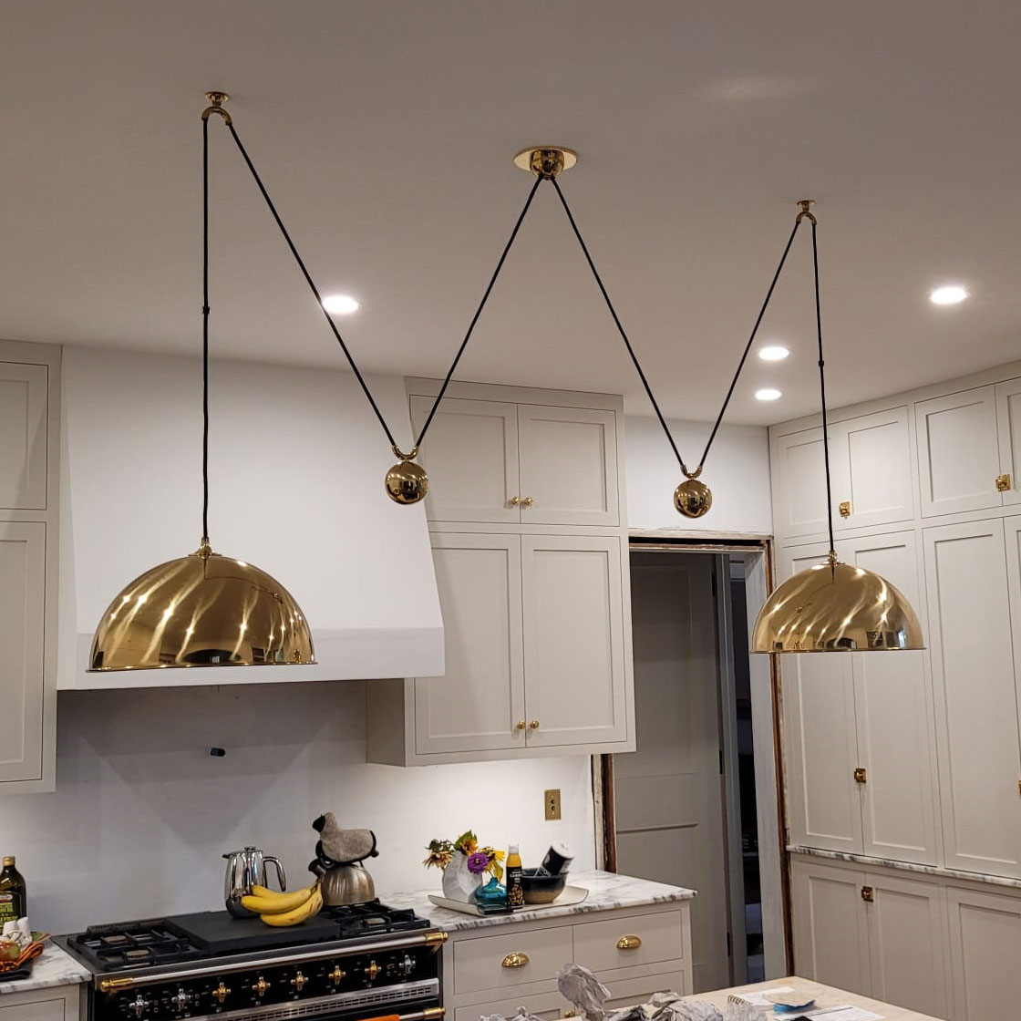 Hanging lights installed in home